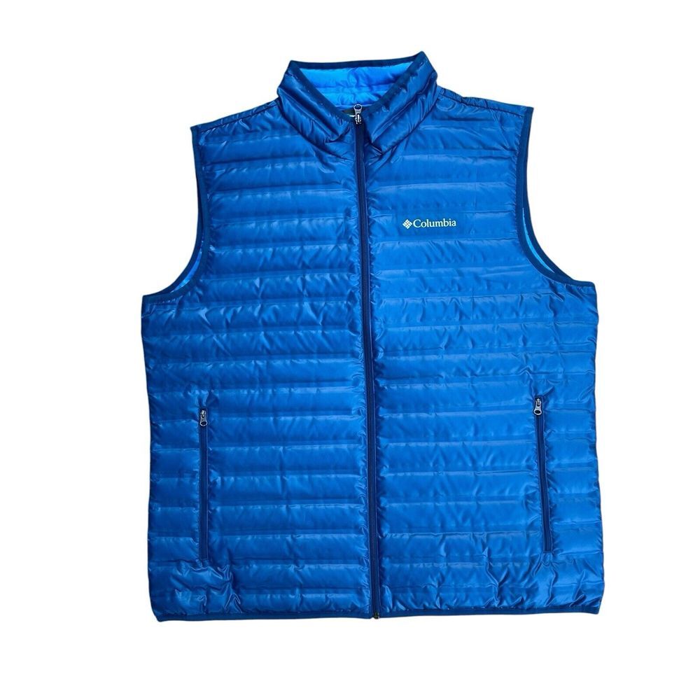 Columbia Down 650 Puffer Vest Quilted Duck Feather Outdoor in‎ Blue, Size XL